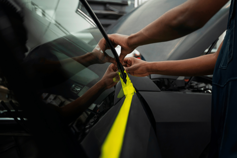 remplacement pare-brise réalisé au garage et carrosserie tardif