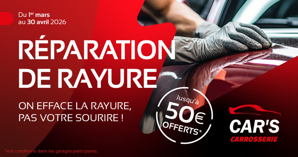 offre 50€ de remise sur la réparation de rayures
